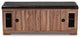 Modern Dark Brown Faux Leather 2- Door Wood Shoe Storage with Screen Inserts