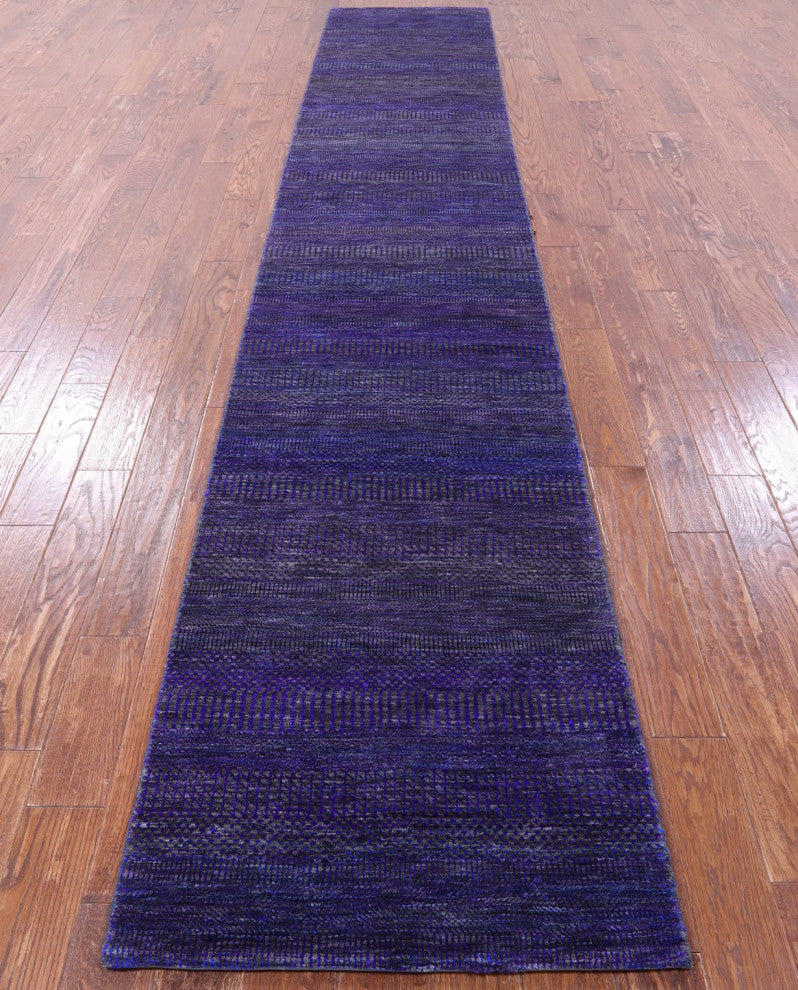 2' 8" X 15' 10" Runner Wool and Silk Super Savannah Gabbeh Handmade Rug Q8626