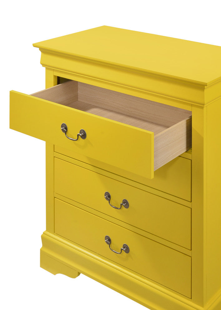 Louis Phillipe Yellow 4 Drawer Chest of Drawers, 41, L. X 16, W. X 41, H.