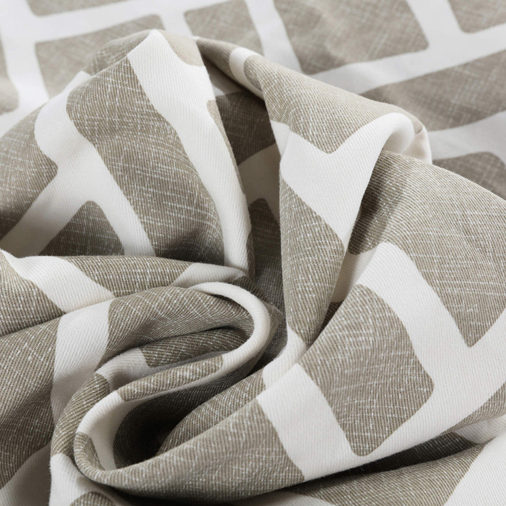 Martinique Taupe Printed Cotton Curtain Single Panel, 50"x120"