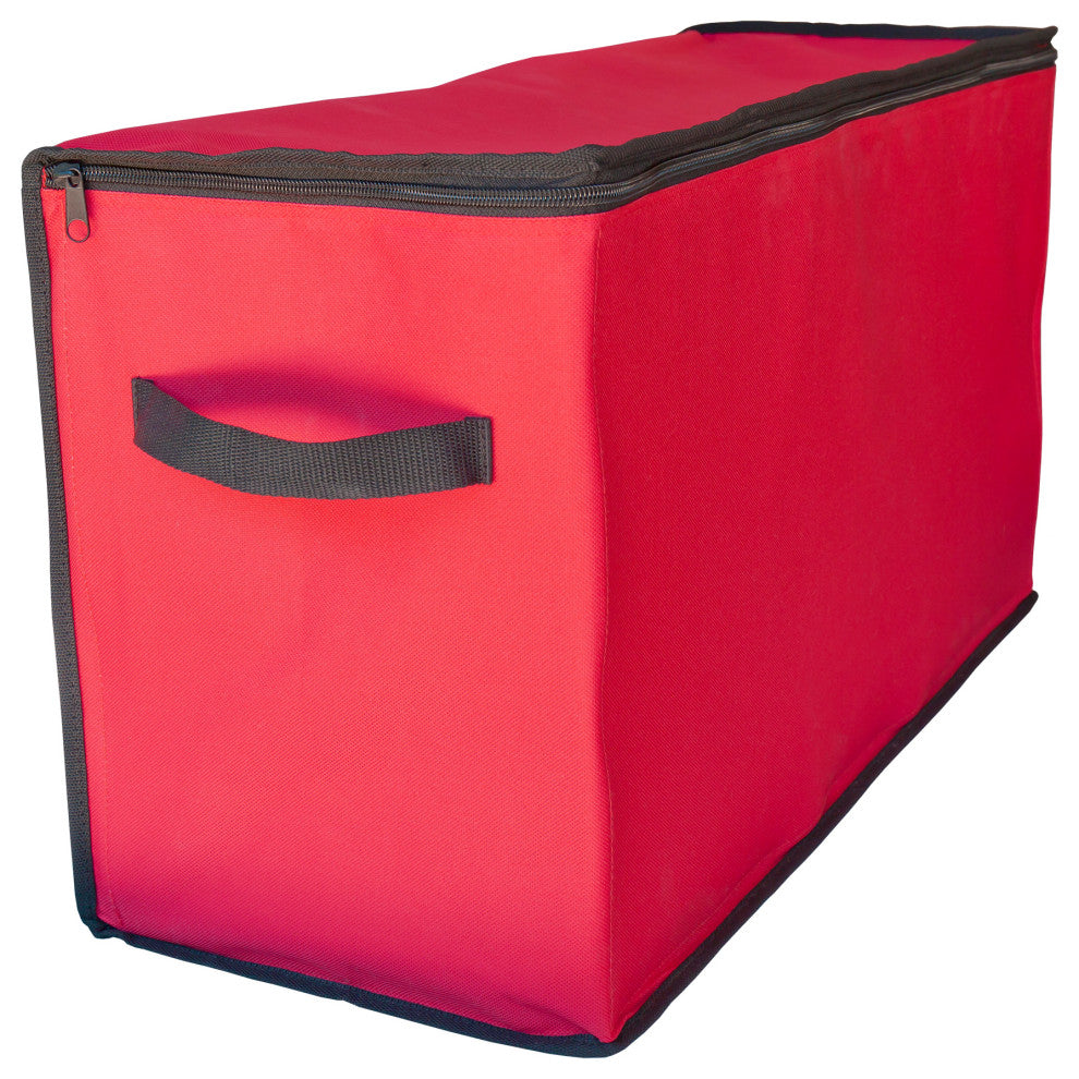 96-Count Red/Black Zip Up Christmas Ornament Storage Tub