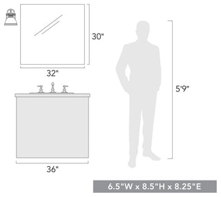 Golden Lighting 3602-BA1-BLK Duncan 9\" Tall Bathroom Sconce - Black / Matte