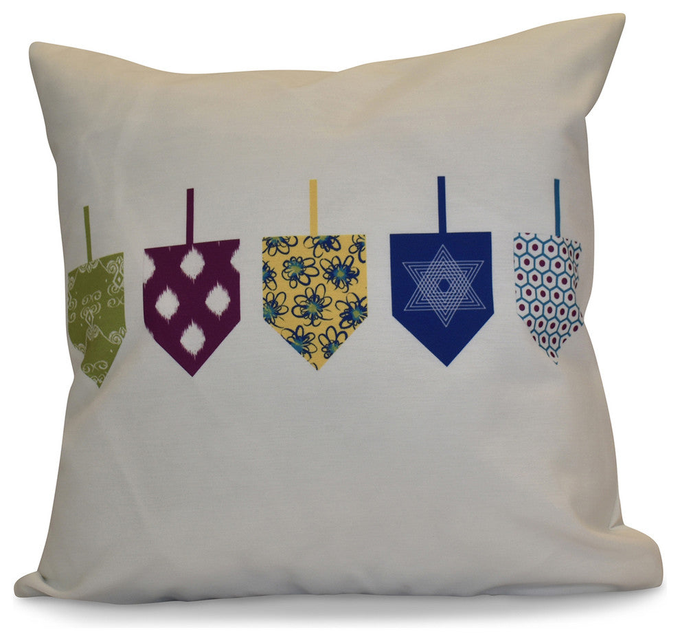 Decorative Holiday Pillow Geometric, White, 16"x16"