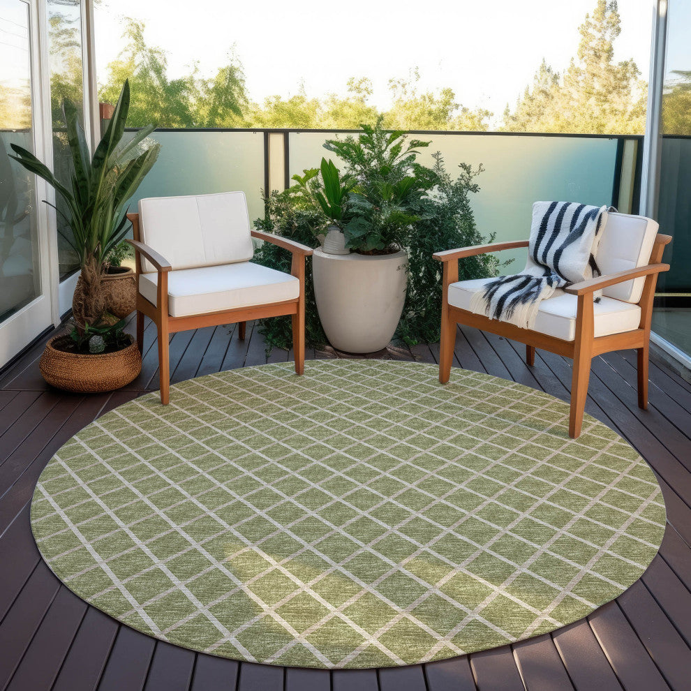 Indoor/Outdoor York YO1 Aloe Machine Washable 8' x 8' Rug
