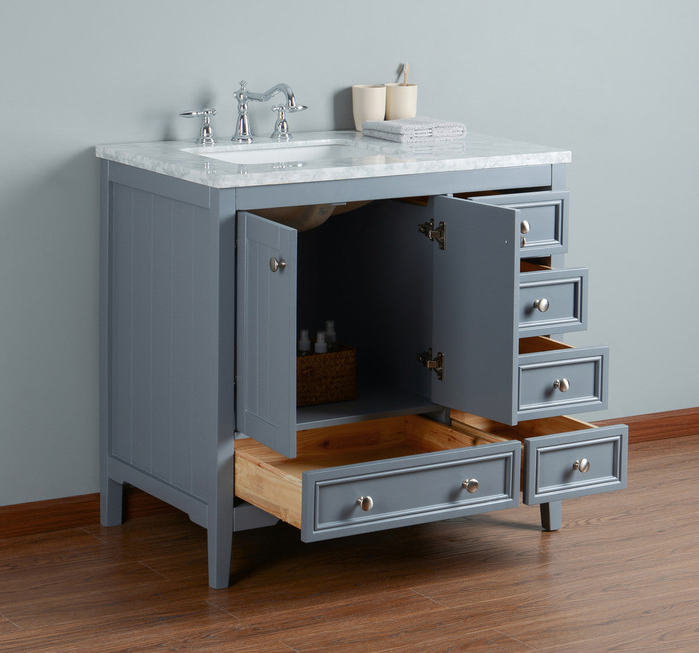 New Yorker 36" Gray Single Sink Bathroom Vanity