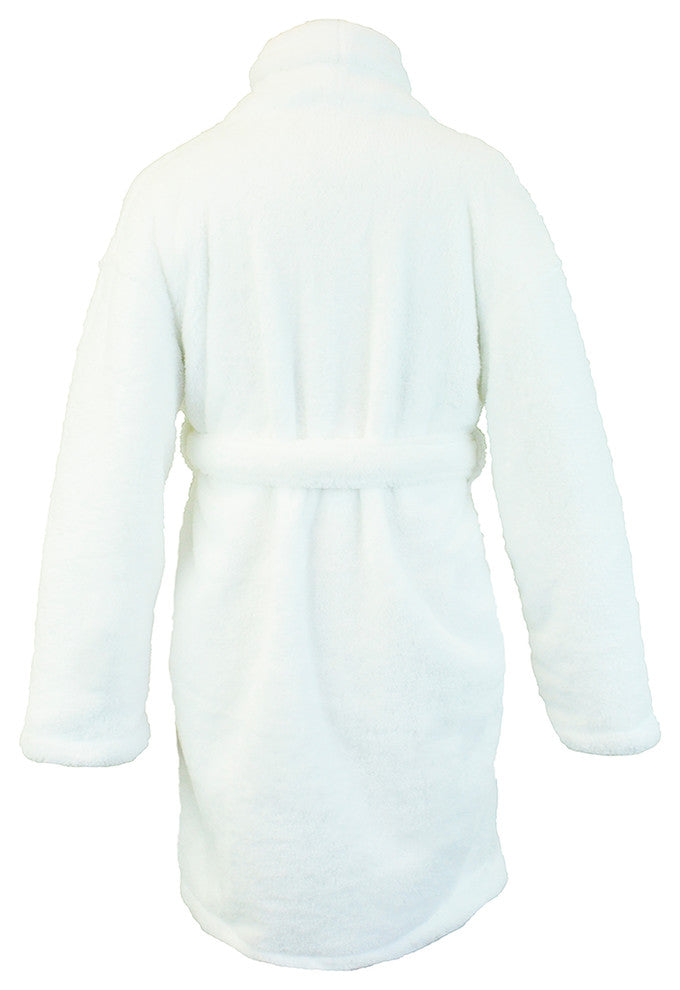 Kids Microfiber Fleece Shawl Robe, Girls, White, Medium