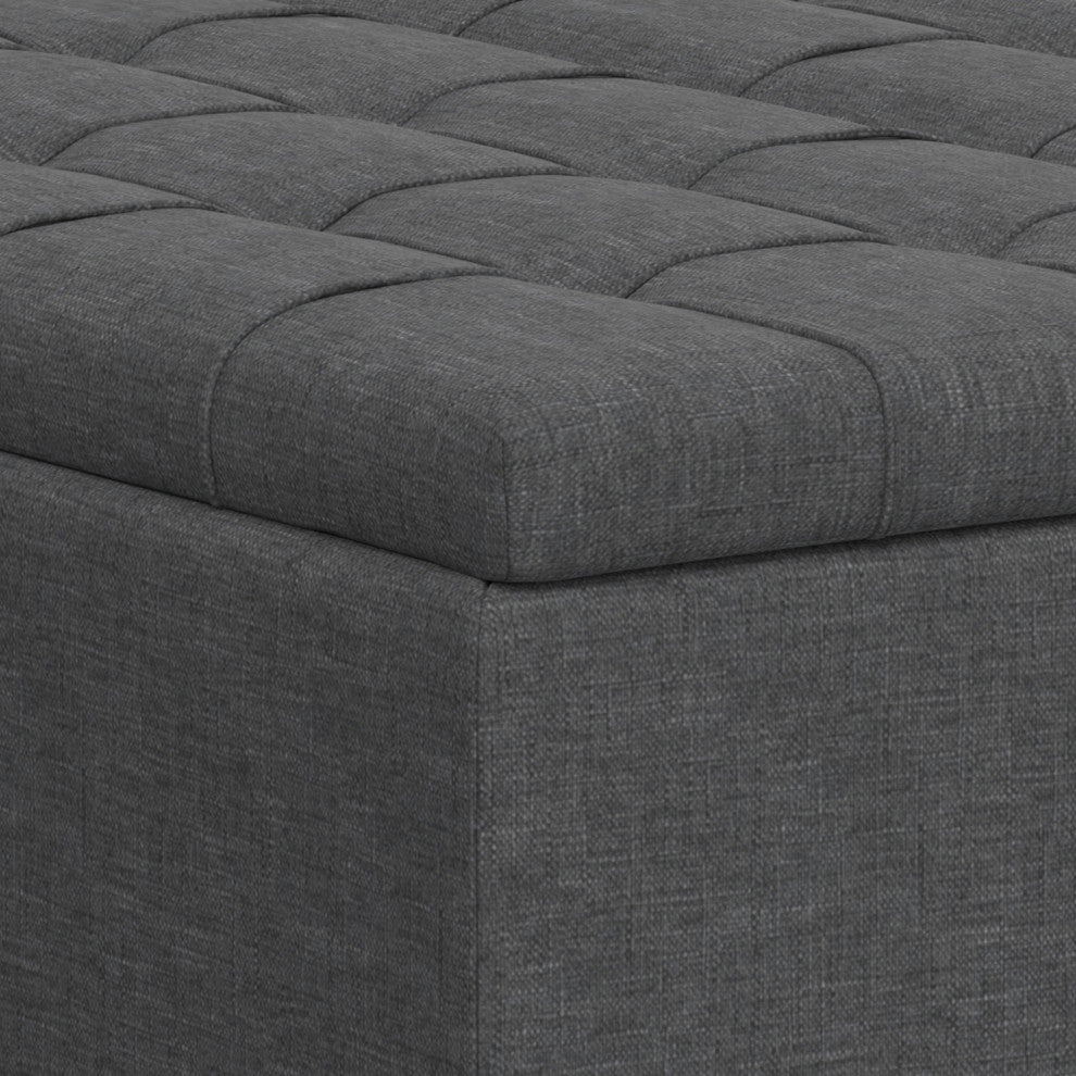 Harrison Large Square Coffee Table Storage Ottoman, Slate Grey