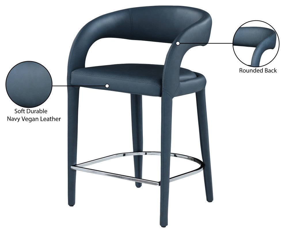 Sylvester Faux Leather Stool, Navy