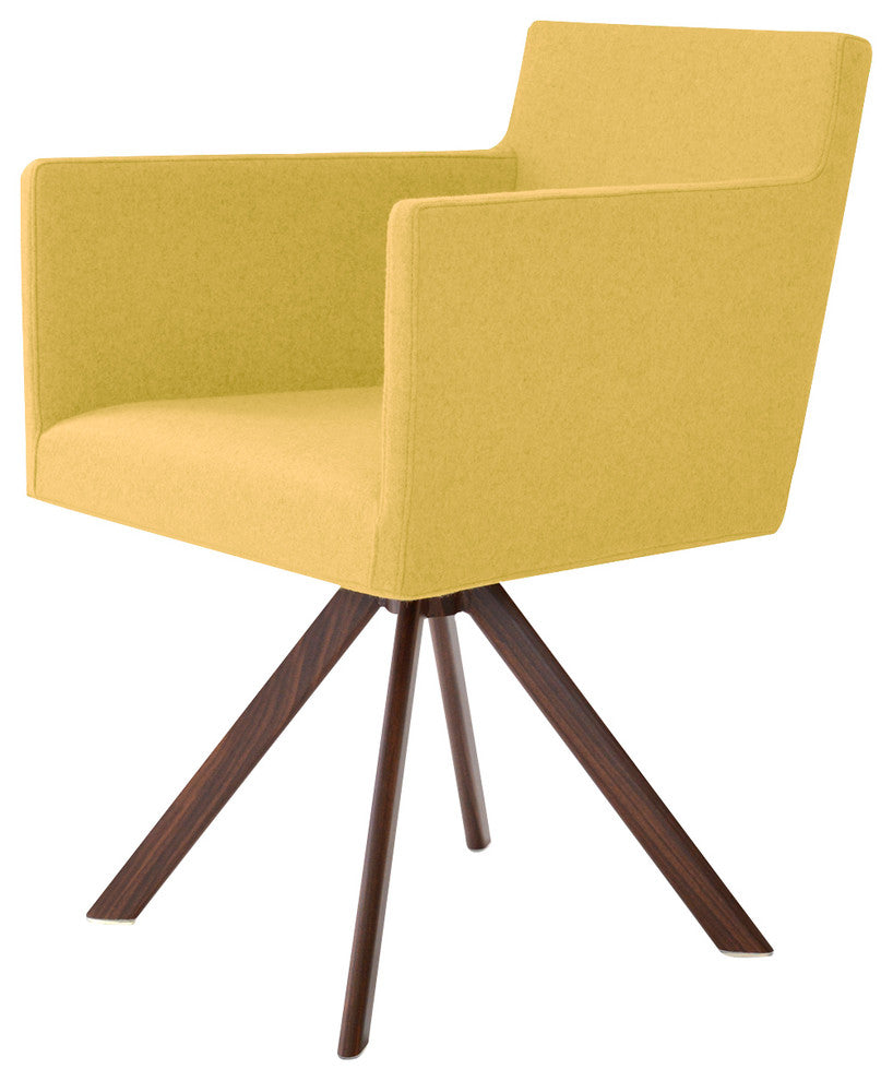 Harput Sword Chair, Walnut Veneer Steel Base, Amber Camira Wool