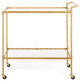 Safavieh Couture Isabellina Metal Bar Cart, Brass/Clear