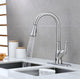 Runfine Hands Free Single-Handle Pull down Sprayer Kitchen Faucet, Brushed Nicke