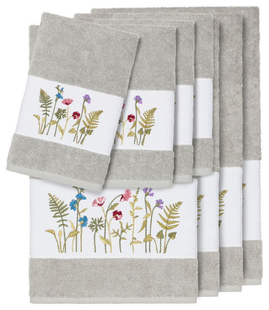 Serenity 8-Piece Embellished Towel Set, Light Gray
