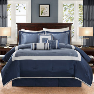Madison Park Genevieve Planum 7-Piece Comforter Set, Navy Blue
