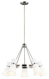 Clark Five Light Chandelier, Brushed Nickel