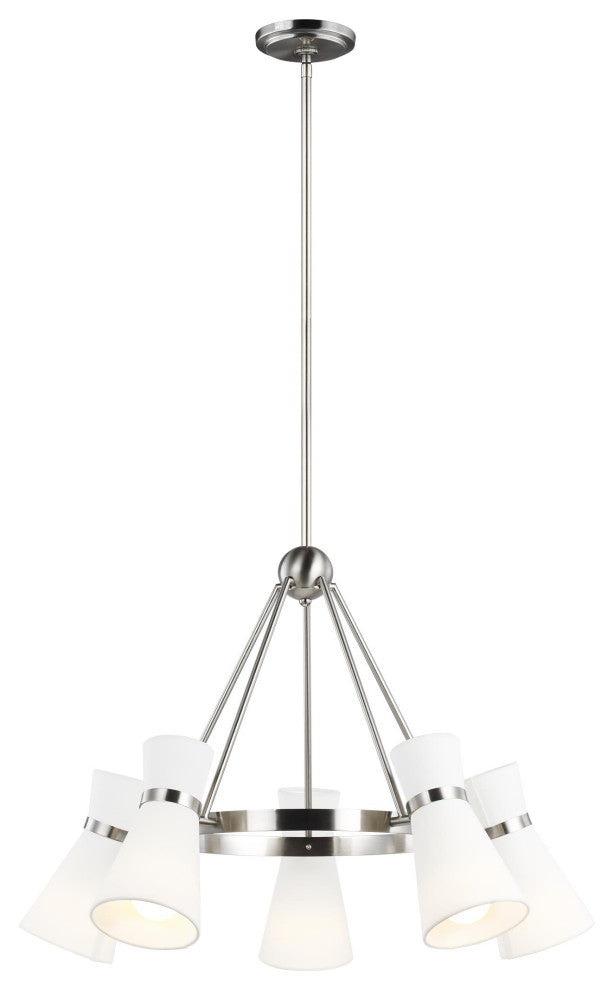 Clark Five Light Chandelier, Brushed Nickel