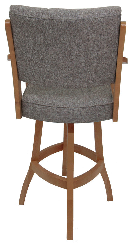 Swivel Counter Wood Bar Stool Casa on S-Base, Mojave Grey - Natural, 26"
