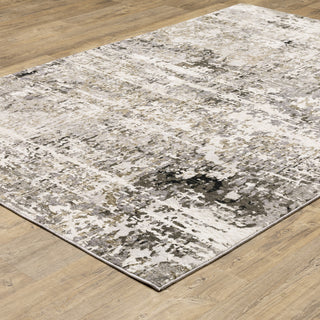 Noble Distressed Abstract Grey/ Ivory Indoor Area Rug, Grey, 3'3"x5'