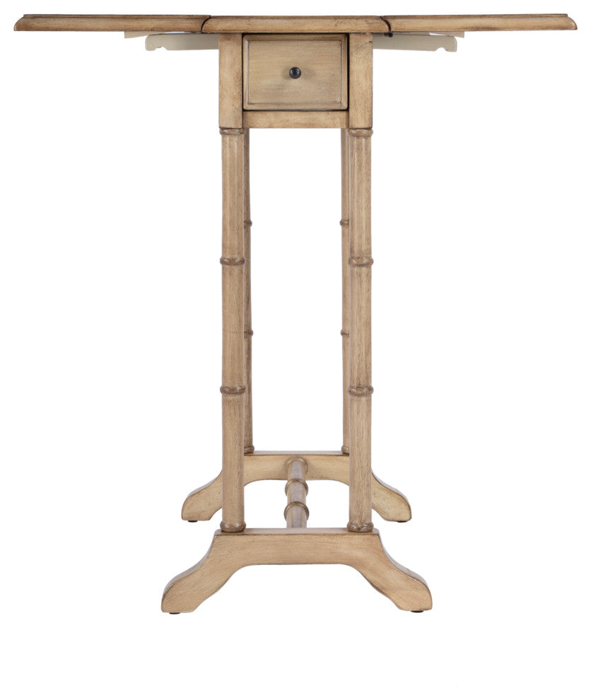Darrow Drop-Leaf Wood Side Table, Antique Beige