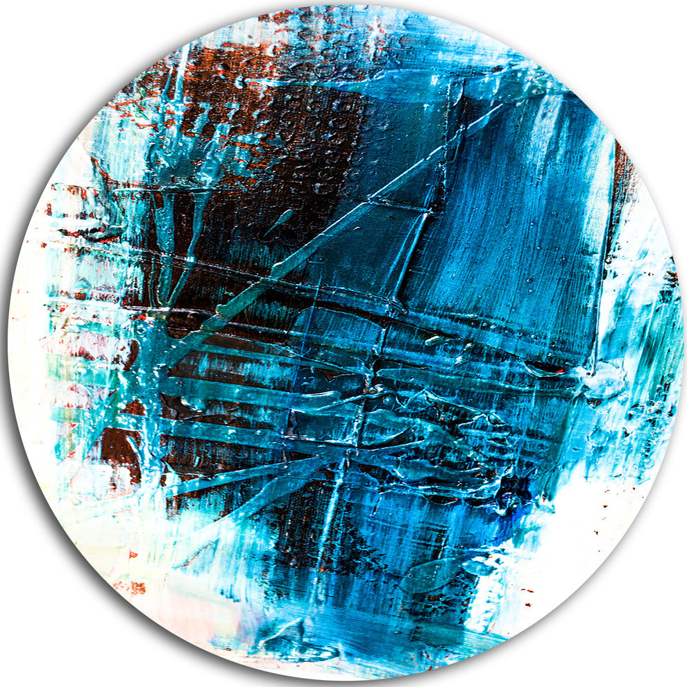 Abstract Blue Structure Art, Abstract Large Disc Metal Wall Art, 11"