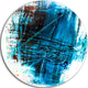 Abstract Blue Structure Art, Abstract Large Disc Metal Wall Art, 11"