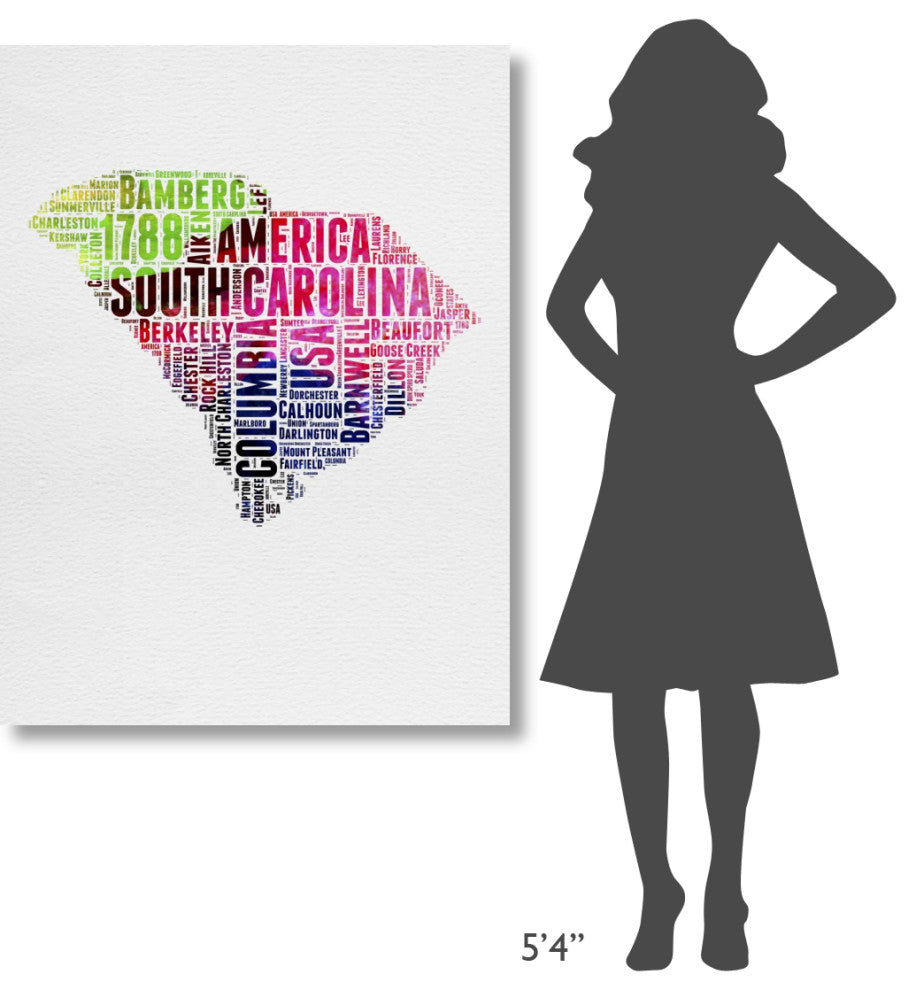 "South Carolina Watercolor Word Cloud" Fine Art Print