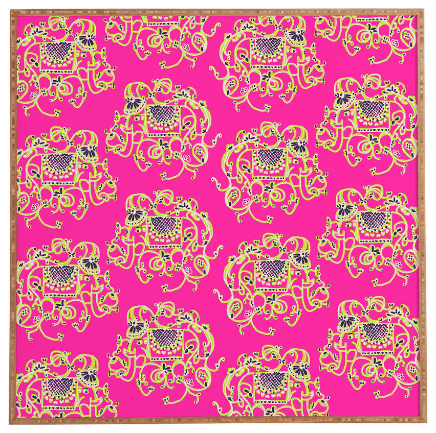 Joy Laforme Far Far Away Elephants in Pink Framed Wall Art