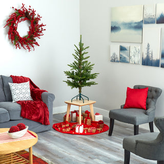 4' Layered Washington Spruce Faux Xmas Tree W/ Clear Lights & Bendable Branches