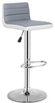 Set of 2 Adjustable PU Leather Bar Stools Gray + white