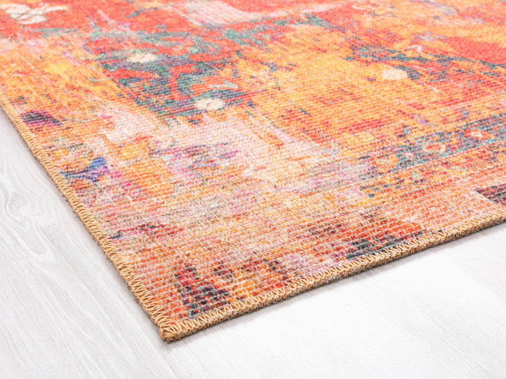 VER04 Vera Red Power Loomed Indoor Area Rug, Red, 5' X 7'6"