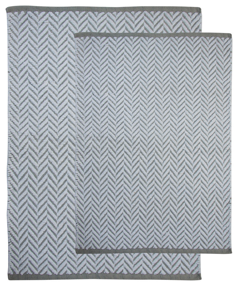 Bath Rug Cotton, Tufted 2 Piece, 34"x21" and 36"x24", White and Gray, GSF 145
