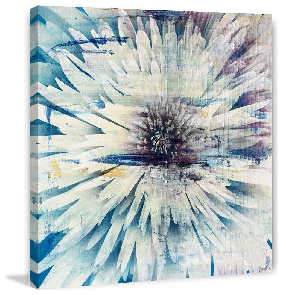 "White Burst Bloom" Painting Print on Wrapped Canvas, 18"x18"