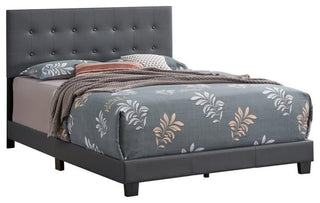 Glory Furniture Caldwell Faux Leather Panel Queen Bed in Gray