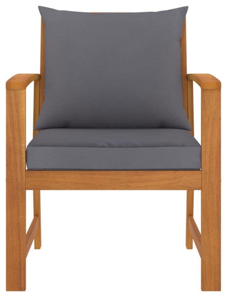 Vidaxl Garden Chairs 2-Piece Set With Dark Gray Cushion Solid Acacia Wood