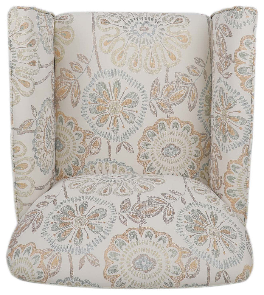 Faux Leather/Fabric Armchair with Wood Legs, Beige Yellow, 26'' X 30''