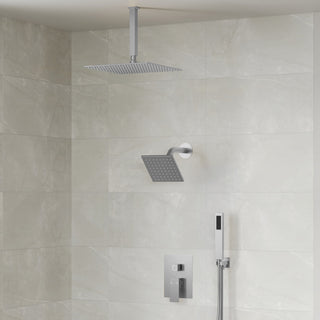 Dual Heads 3-Functions Shower System with Pressure Balancing Rough-In Valve, Brushed Nickel