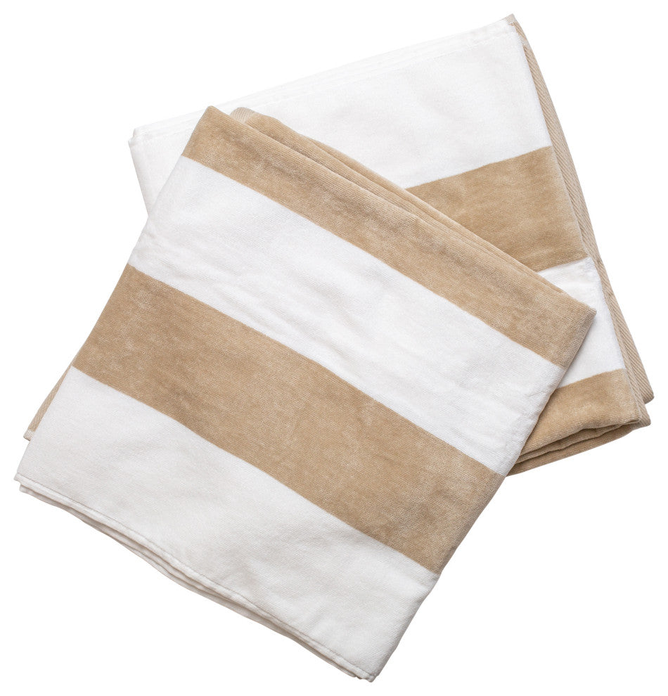 Tropical Cabana 100% Cotton Beach Towel, Set of 2, Sand
