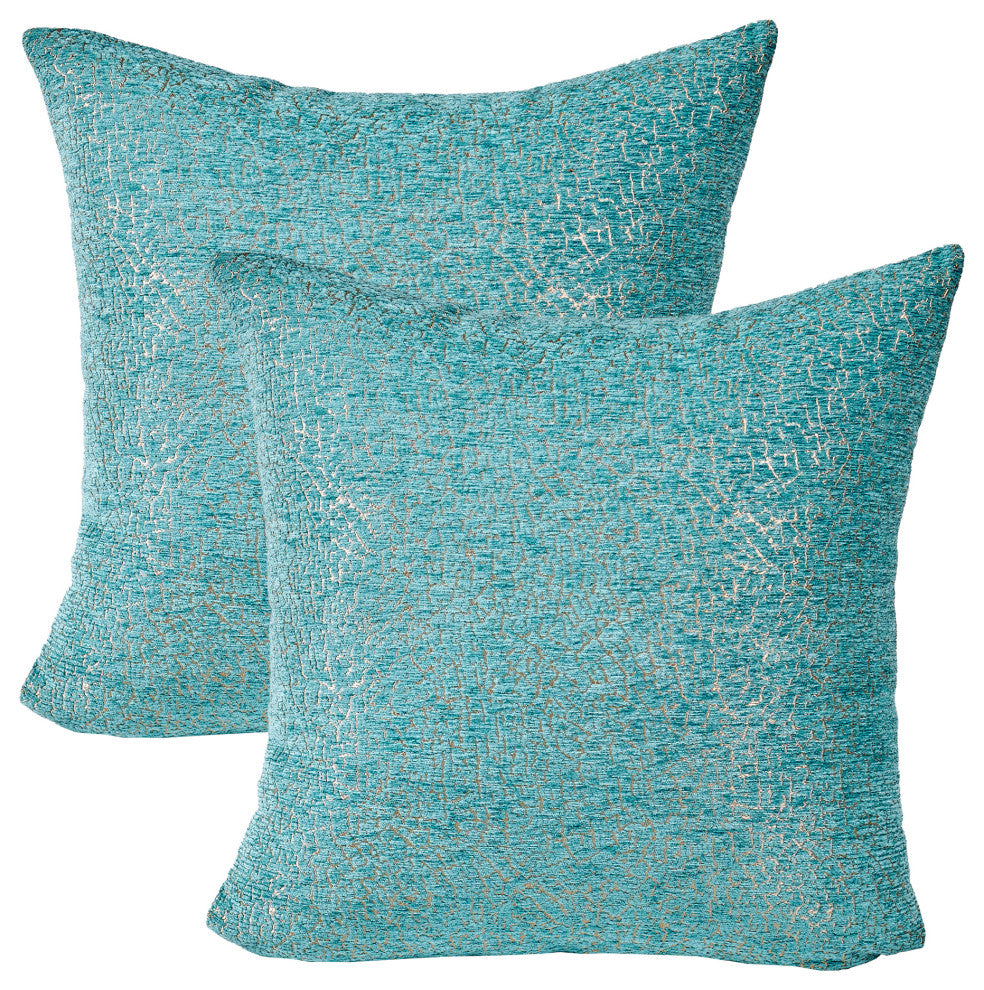 Babati Jacquard Chenille, Set of 2, Turquoise, 20"x20"