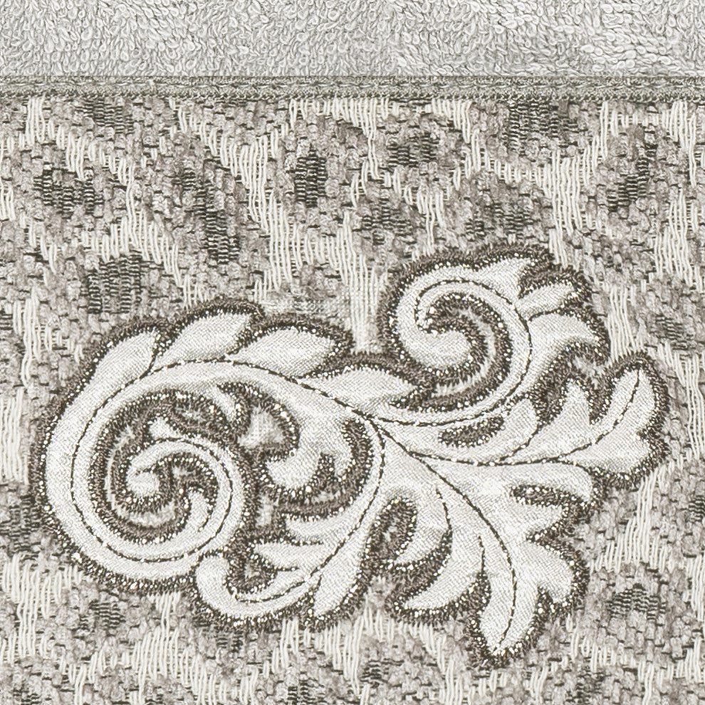 Linum Home Textiles Turkish Cotton April Embellished Hand Towel, Light Gray