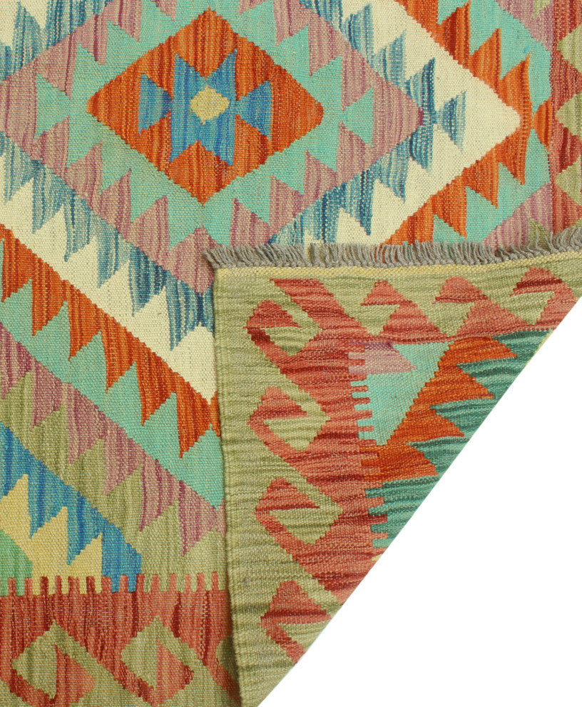 Sangat Flatweave Boran Brown/Lt. Green Rug, 4'0 x 6'0