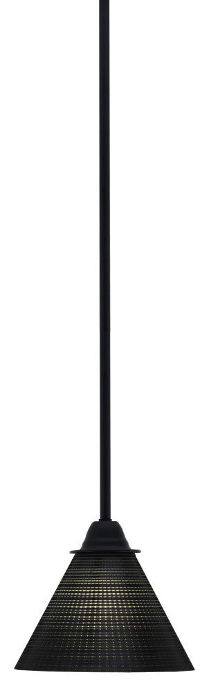 Paramount Mini Pendant, Matte Black, 7" Black Matrix Glass