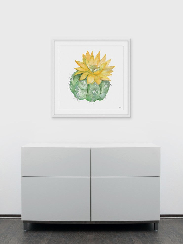 "Cacti Jaune" Framed Painting Print, 24"x24"