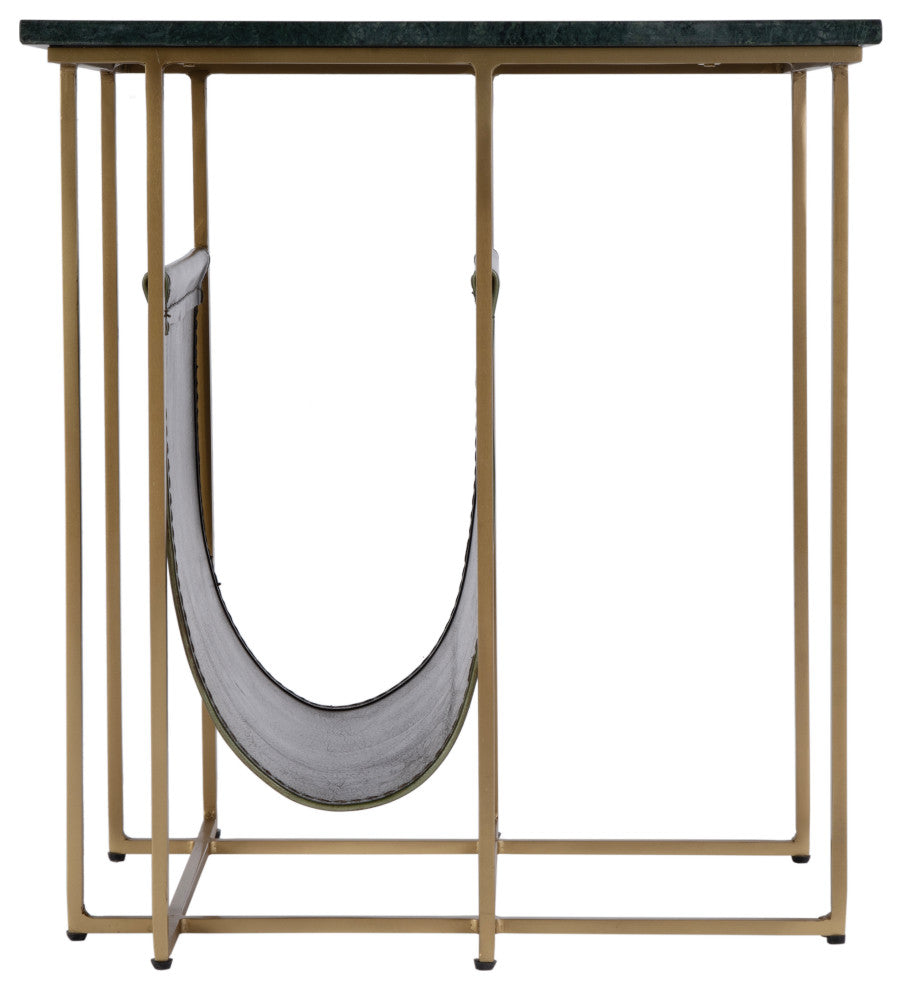 Stephanik 20.25" W Rectangular Marble, Leather Magazine Side Table