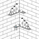 TileWare Boundless L-Shaped Corner Shelf Bone Shower Bathroom, Matte Black Hook