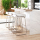 Bar Stool Chair Barstool, Set of 2, Faux Vinyl Leather, Steel, White, Chrome