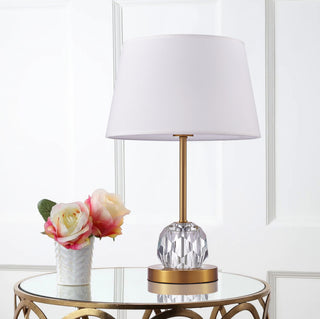 Aston Metal and Crystal Table Lamp Lights, White and Clear