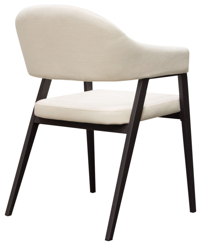 Adele Dining Accent Chairs, Set of 2, Cream Fabric, Metal Frame