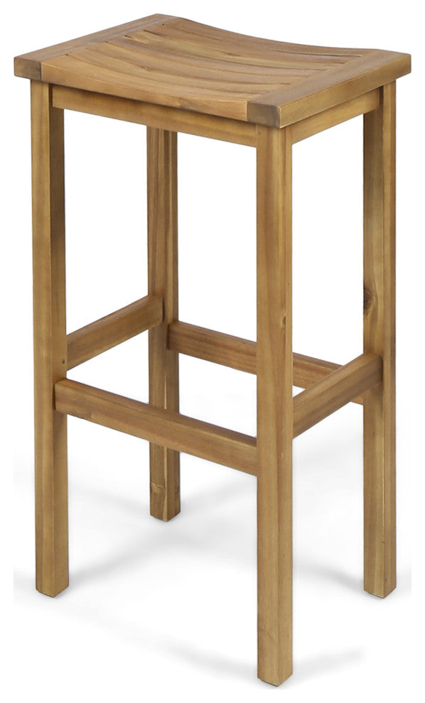 GDF Studio Cassie Outdoor 30" Acacia Wood Barstools, Natural, Set of 4