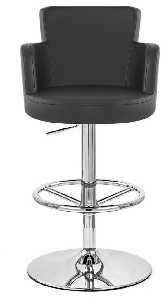 Chateau Swivel Bar Stool With Chrome Base, Black