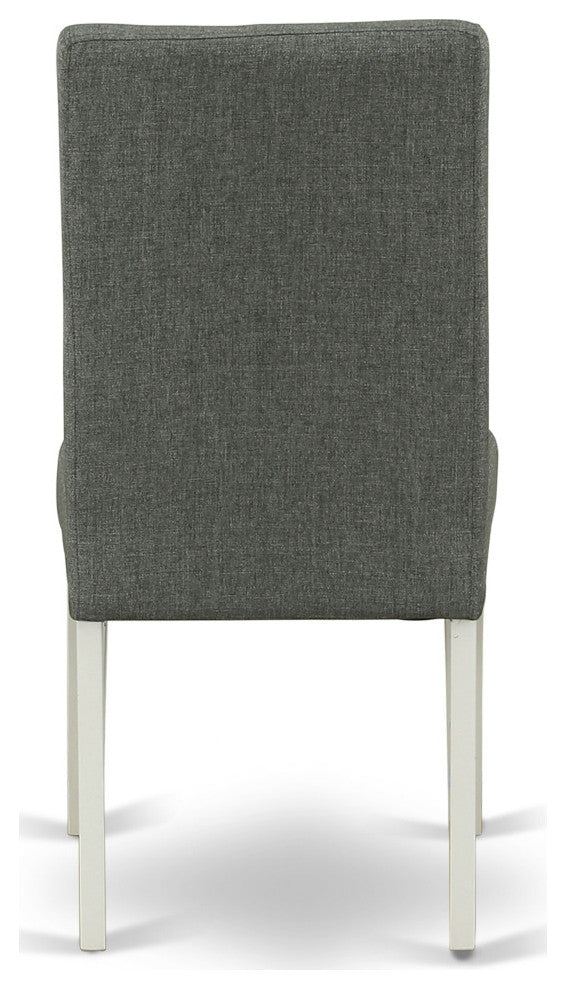 5Pc Round 42" Dinette Table, Four Parson Chair, Linen White Finish Leg