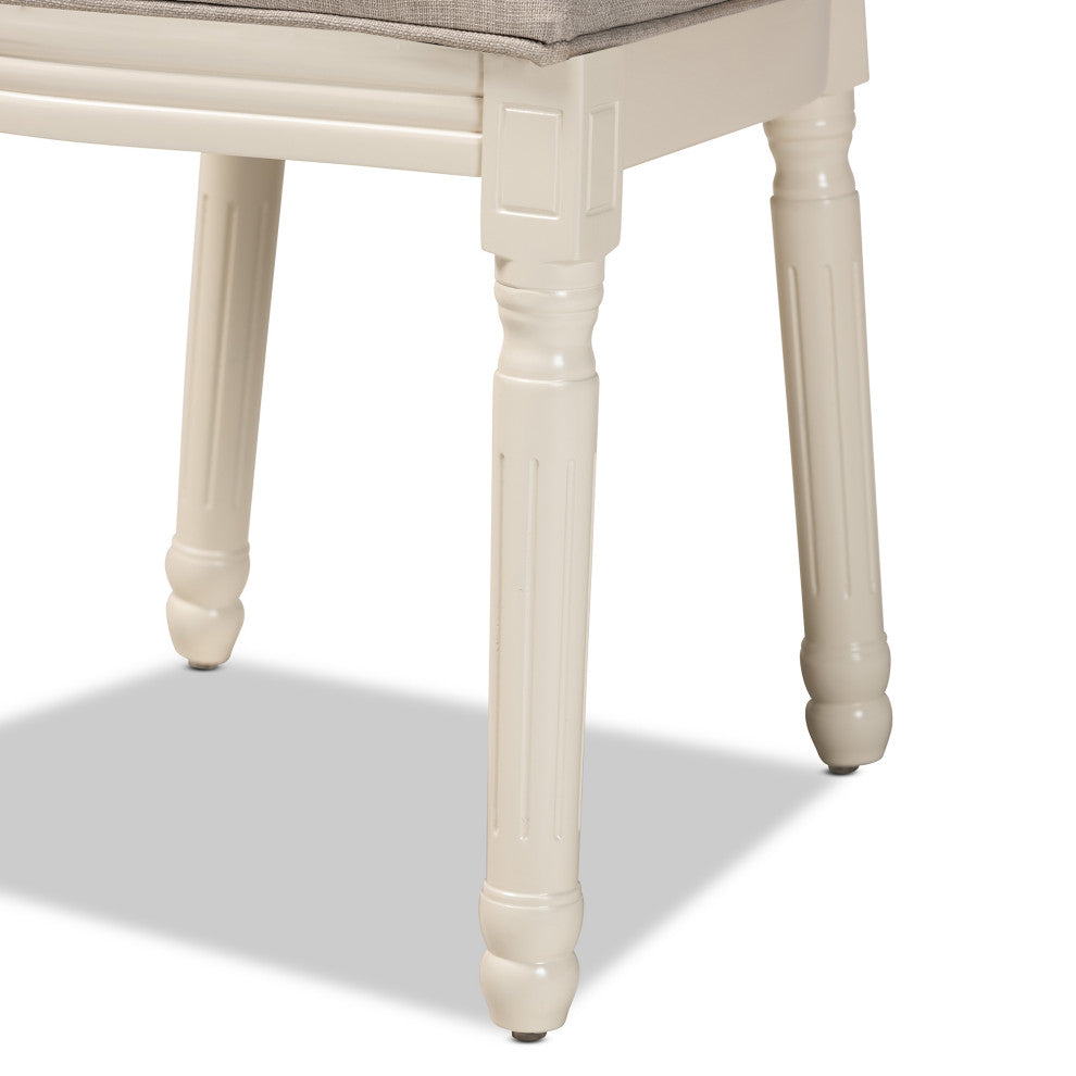 Alba Traditional French Inspired Dining Chair, Set of 2, Gray/White (Fabric)